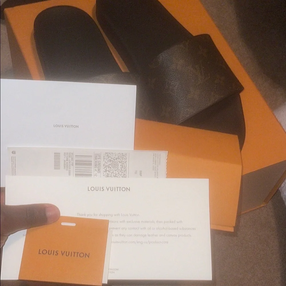 Louis Vuitton Waterfront mule sandals Sz 13 worn once.